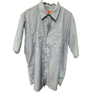Red Kap Work Shirt Men XL Button Down Short Sleeve Pockets Collared